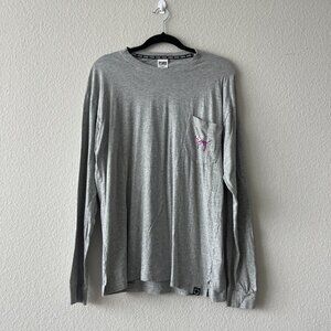 PINK Victoria's Secret Gray Dog Embellished Sequin Long Sleeve T-Shirt Size M